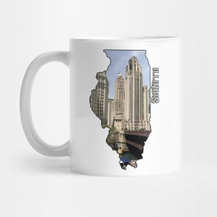 Illinois State Outline (Downtown Chicago) Mug